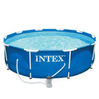 Piscine hors sol ronde INTEX Metal Frame de 3,05 m x 76 cm avec pompe de filtration de 1 250 L/h, cartouche filtrante et bâche de protection ronde