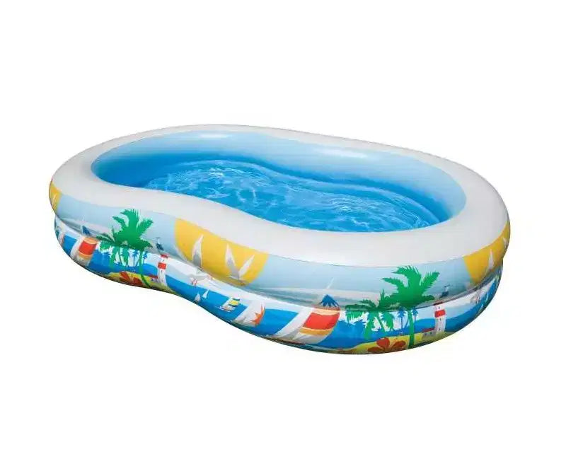 Piscine gonflable Intex Swim Center Paradise Seaside 2,59 m x 1,60 m x 46 cm avec bouchon de vidange pour un nettoyage rapide et facile