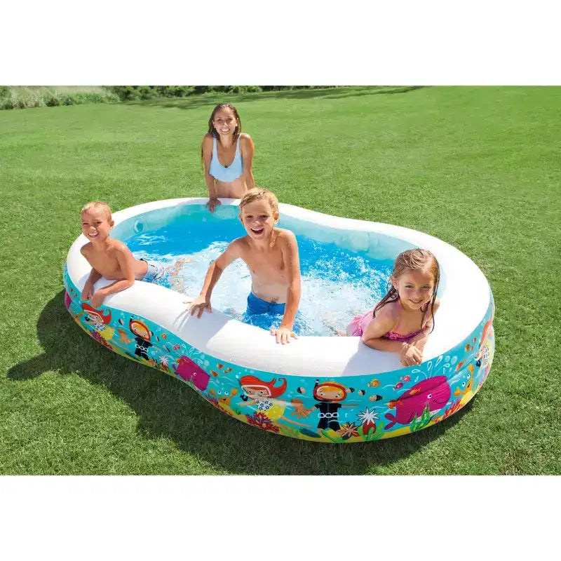 Piscine gonflable Intex Swim Center Paradise Seaside 2,59 m x 1,60 m x 46 cm avec bouchon de vidange pour un nettoyage rapide et facile