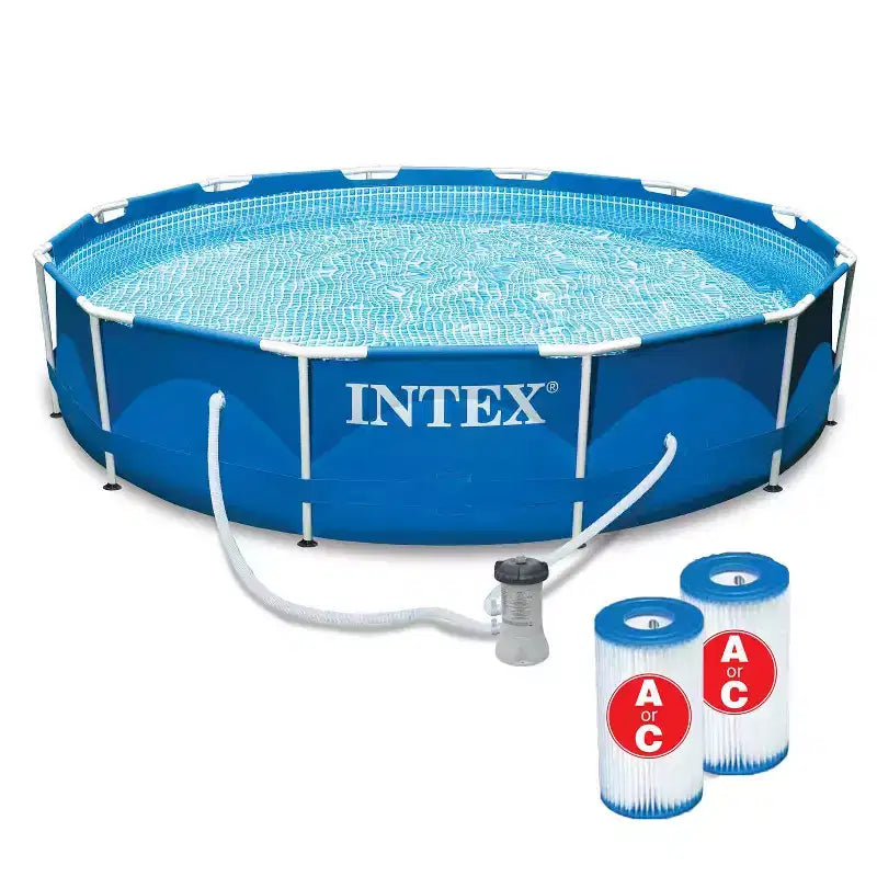 Intex 12' x 30 Metal Frame Pool with Filter & Type A or C Filter Cartridges