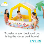 Piscine gonflable pour enfants Intex 57470EP, carrée de 1,5 m, avec pare-soleil et auvent, motif scène océanique