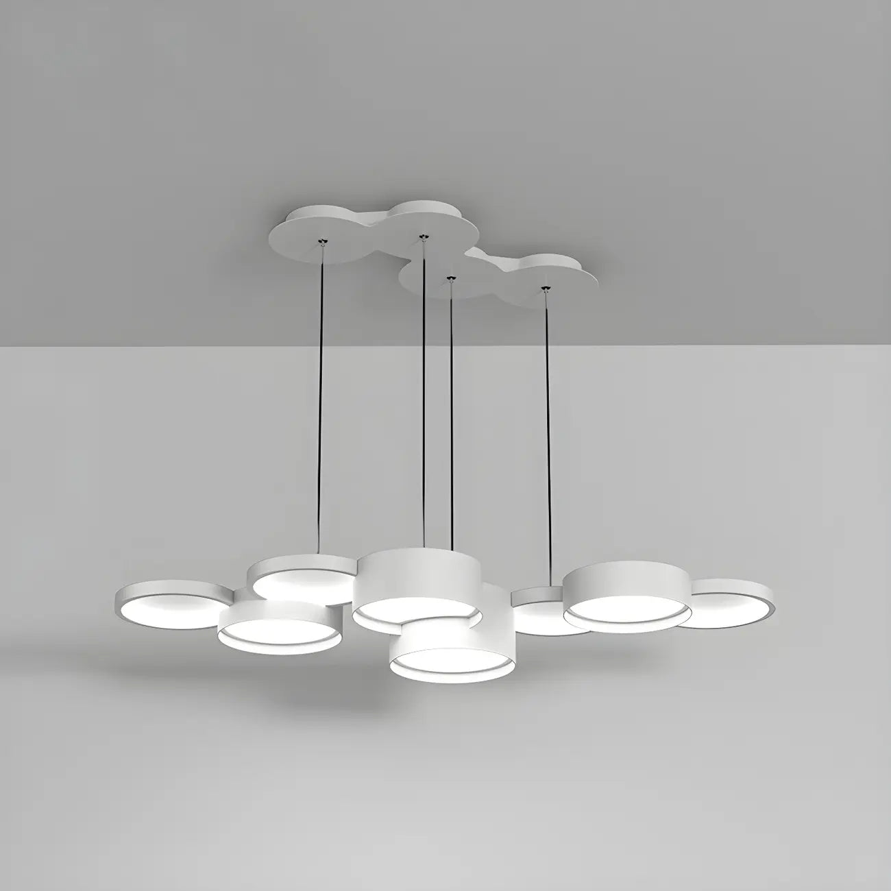 Lampadario a sospensione moderno a LED bianco a 8 luci per isola cucina