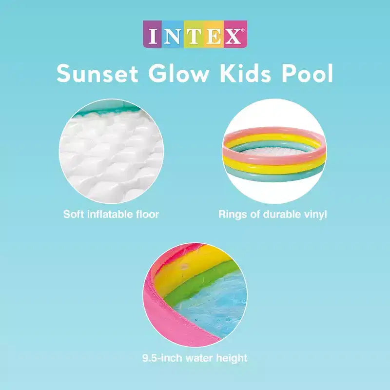 Intex 57422EP Sunset Glow 58 x 13 Piscine gonflable en vinyle à 3 anneaux pour enfants de 2 ans et plus, multicolore