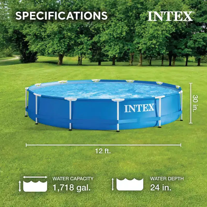 Piscine hors sol Intex 3,66 m x 76 cm avec cadre en métal, filtre, bâche et kit d'entretien