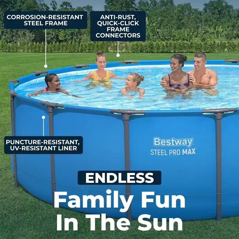 Piscine hors sol ronde Bestway Steel Pro MAX 15' x 48 pour jardin