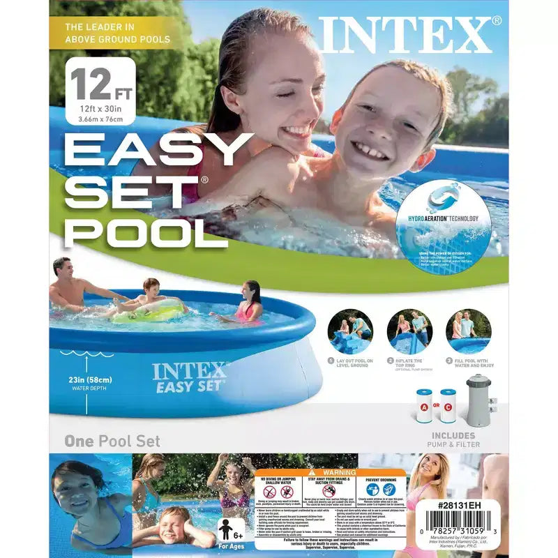 Piscine Intex Easy Set 3,66 m x 76 cm avec pompe de 2000 L/h et (lot de 2) cartouches filtrantes