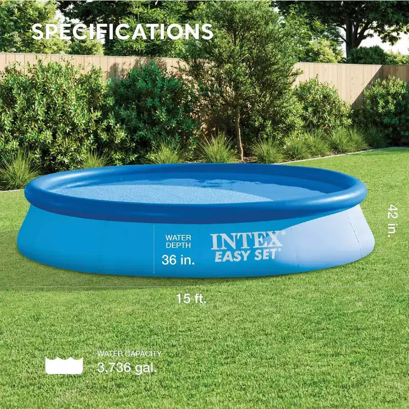Piscine ronde gonflable portative Intex 26165EH de 4,5 m x 1,06 m pour l'extérieur avec pompe de filtration, bâche et kit d'entretien et de nettoyage