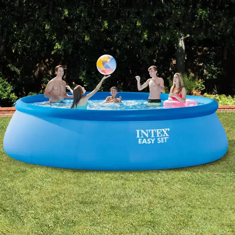 Piscine ronde gonflable portative Intex 26165EH de 4,5 m x 1,06 m pour l'extérieur avec pompe de filtration, bâche et kit d'entretien et de nettoyage