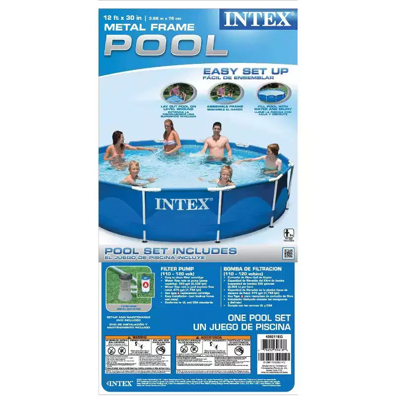 Piscine hors sol ronde Intex de 3,66 m x 76 cm avec cadre métallique et pompe pour toute la famille