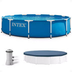 Intex 12' x 30 Metal Frame Above Ground Swimming Pool with Filter and Cover