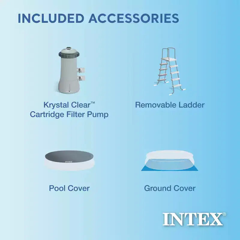 Piscine hors-sol gonflable Intex 1,22m x 5,49m avec échelle, pompe et bâche