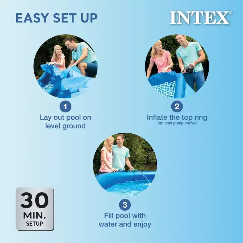 Piscine hors-sol gonflable Intex 1,22m x 5,49m avec échelle, pompe et bâche