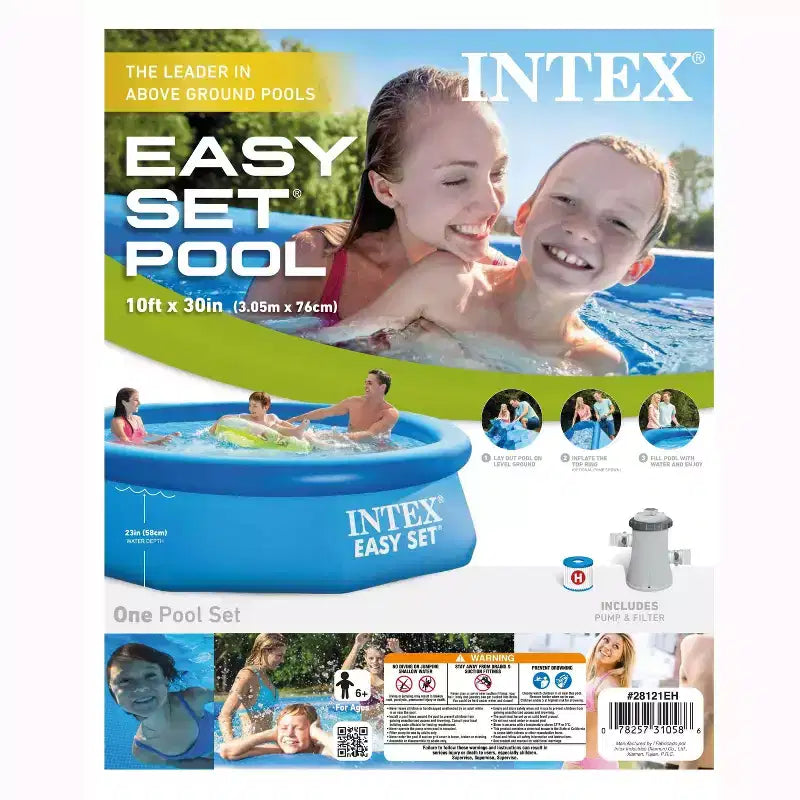 Piscine familiale ronde gonflable en plastique Intex Easy Set 305 x 76 cm avec pompe