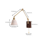 Applique murale vintage à bras articulé en laiton et socle en bois
