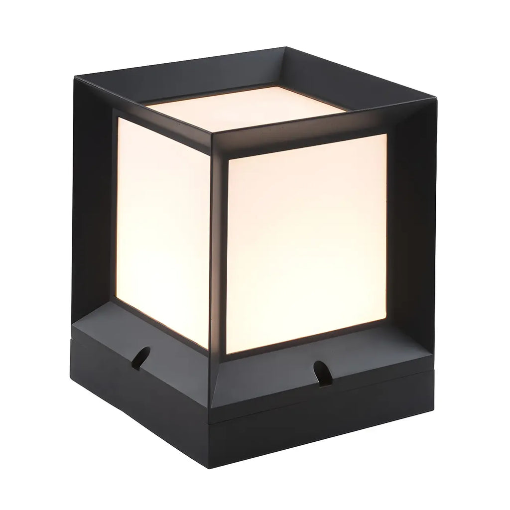 Lampe de poteau extérieure carrée minimaliste en métal noir