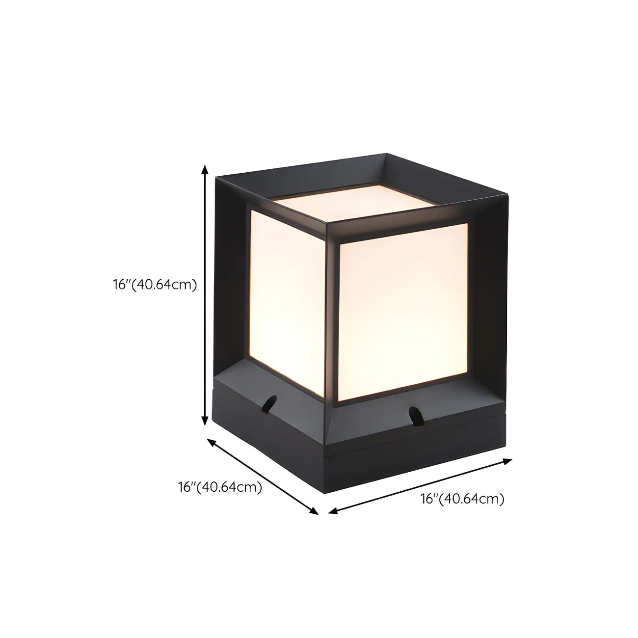 Lampe de poteau extérieure carrée minimaliste en métal noir