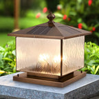Lampadaires d'extérieur solaires en forme de maison, bronze ondulé