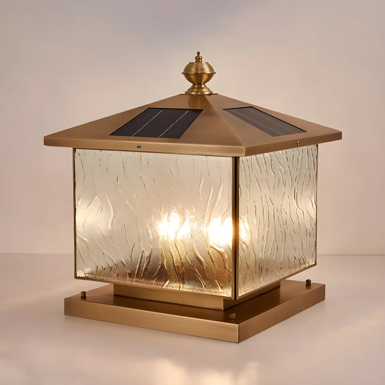 Lampadaires d'extérieur solaires en forme de maison, bronze ondulé