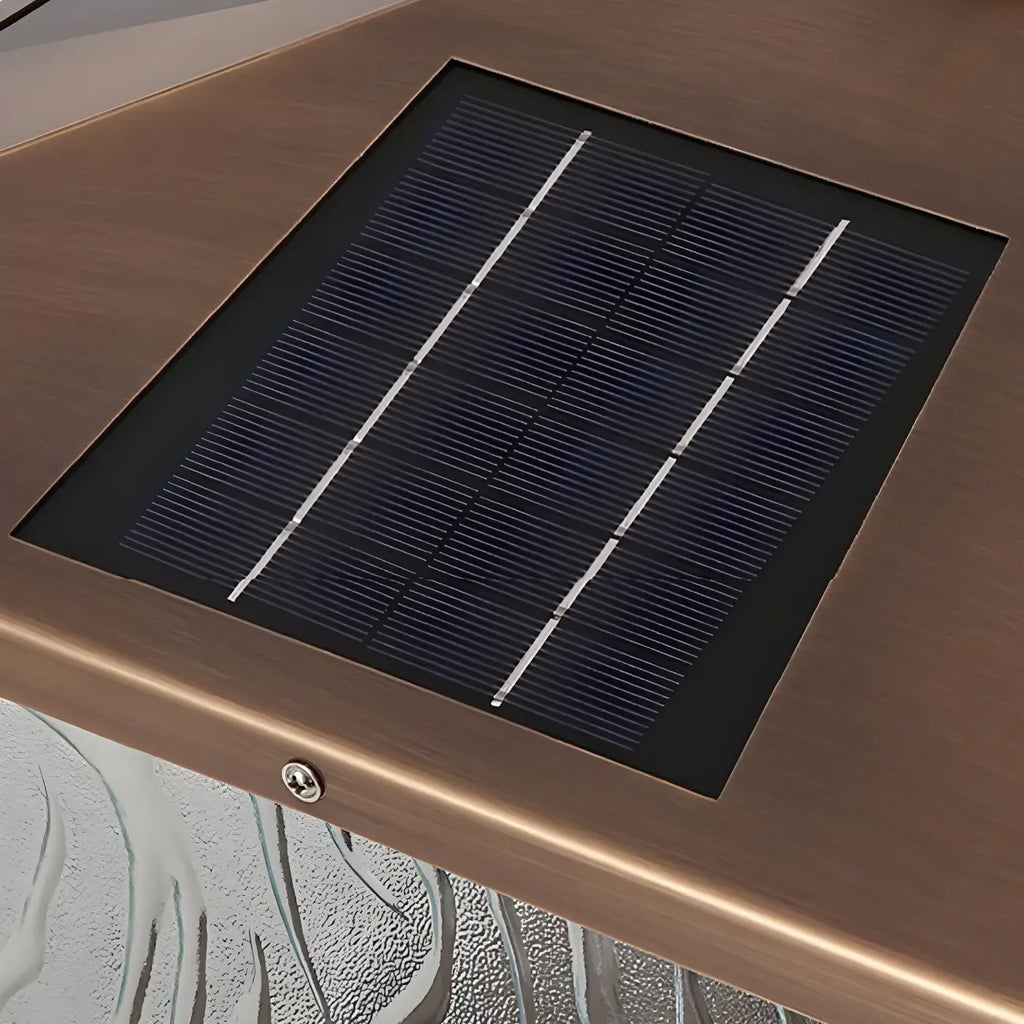 Lampadaires d'extérieur solaires en forme de maison, bronze ondulé