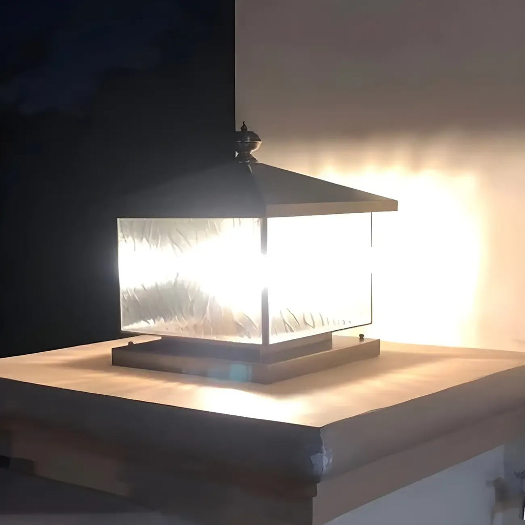 Lampadaires d'extérieur solaires en forme de maison, bronze ondulé