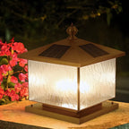 Lampadaires d'extérieur solaires en forme de maison, bronze ondulé