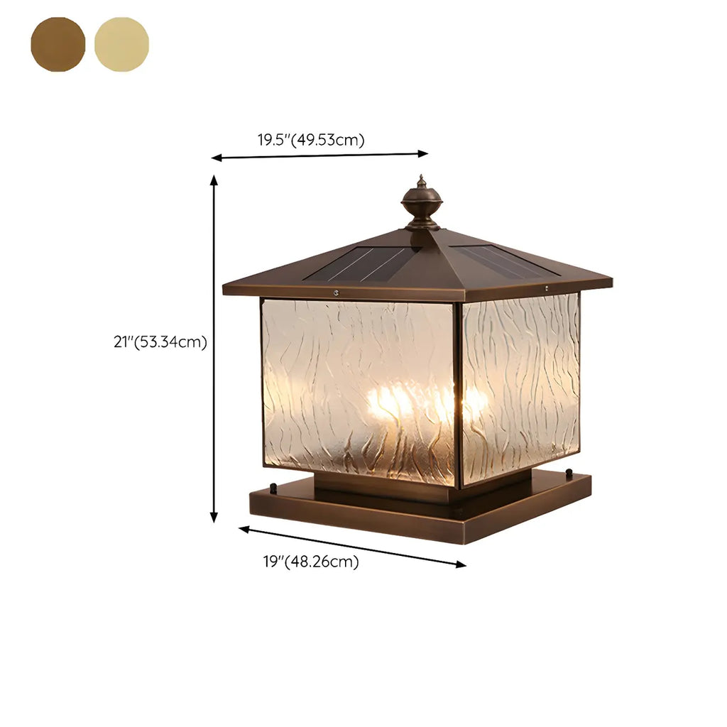 Lampadaires d'extérieur solaires en forme de maison, bronze ondulé