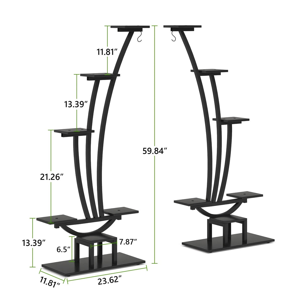 Support pour plantes d'intérieur, étagère à fleurs à 6 niveaux pour jardin - Lot de 2
