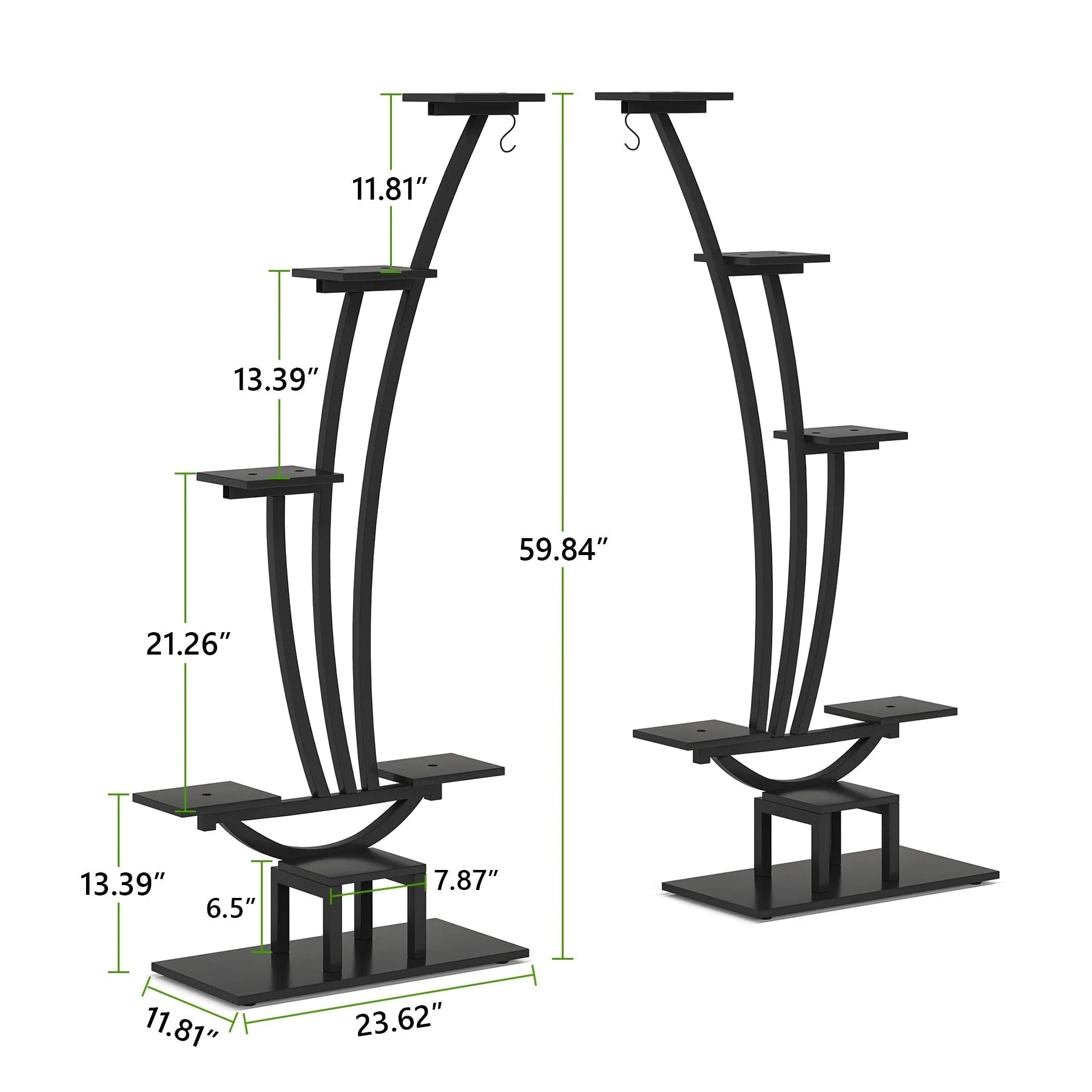 Support pour plantes d'intérieur, étagère à fleurs à 6 niveaux pour jardin - Lot de 2