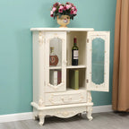 Vitrine de rangement classique en bois blanc avec tiroir
