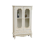 Vitrine de rangement classique en bois blanc avec tiroir