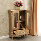 Vitrine de rangement classique en bois blanc avec tiroir
