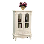 Vitrine de rangement classique en bois blanc avec tiroir