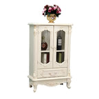 Vitrine de rangement classique en bois blanc avec tiroir