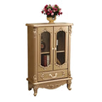 Vitrine de rangement classique en bois blanc avec tiroir