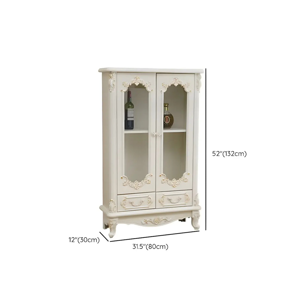 Vitrine de rangement classique en bois blanc avec tiroir