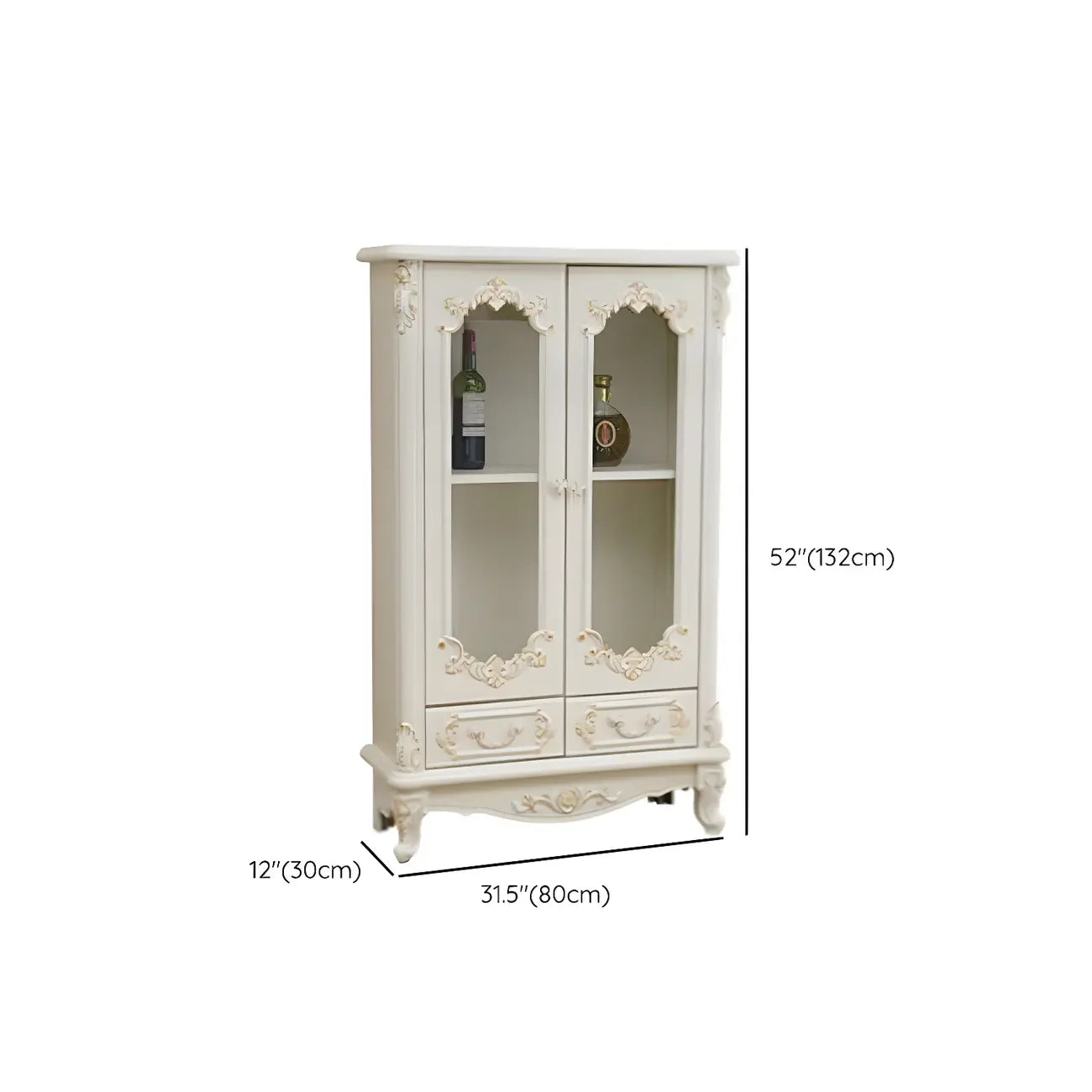 Vitrine de rangement classique en bois blanc avec tiroir