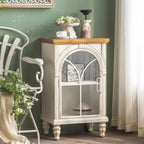 Vitrine en bois avec portes vitrées cintrées blanches classiques