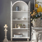 Vitrine en bois avec portes vitrées cintrées blanches classiques