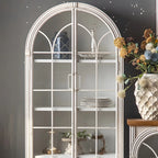 Vitrine en bois avec portes vitrées cintrées blanches classiques