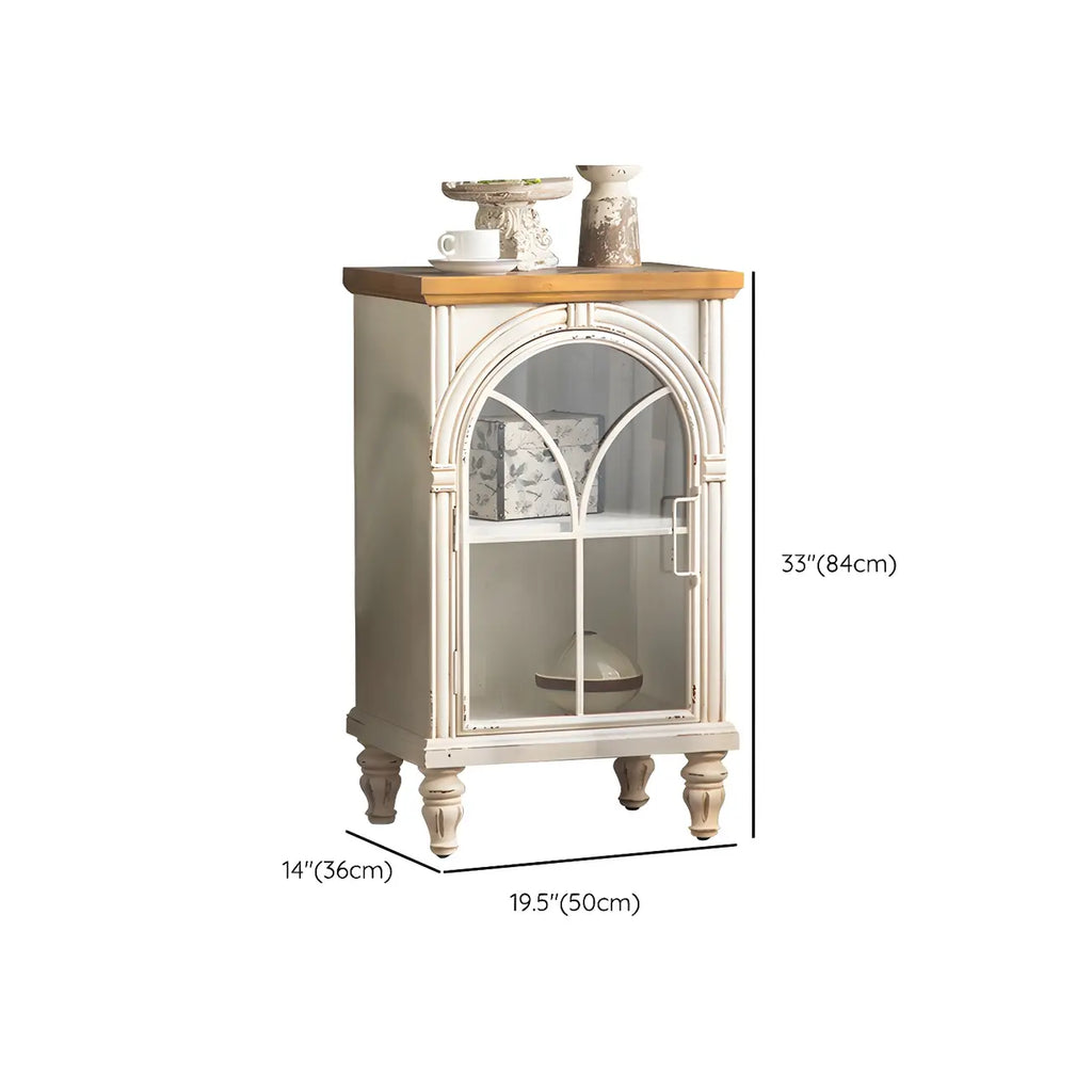 Vitrine en bois avec portes vitrées cintrées blanches classiques