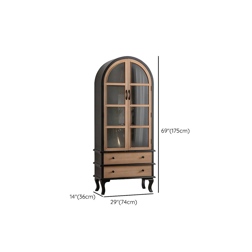 Vitrine en bois avec portes vitrées cintrées blanches classiques