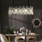 Suspension de cuisine ovale contemporaine en cristal