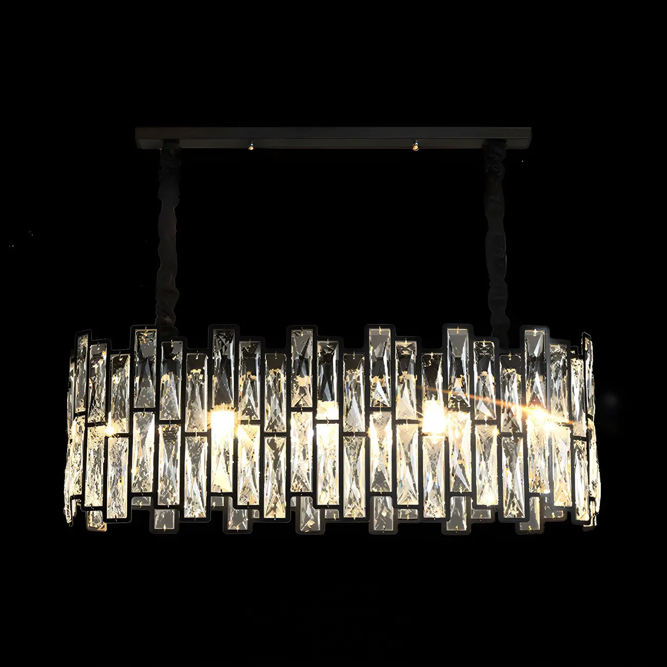 Suspension de cuisine ovale contemporaine en cristal