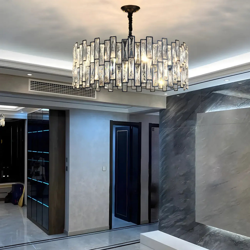 Suspension de cuisine ovale contemporaine en cristal