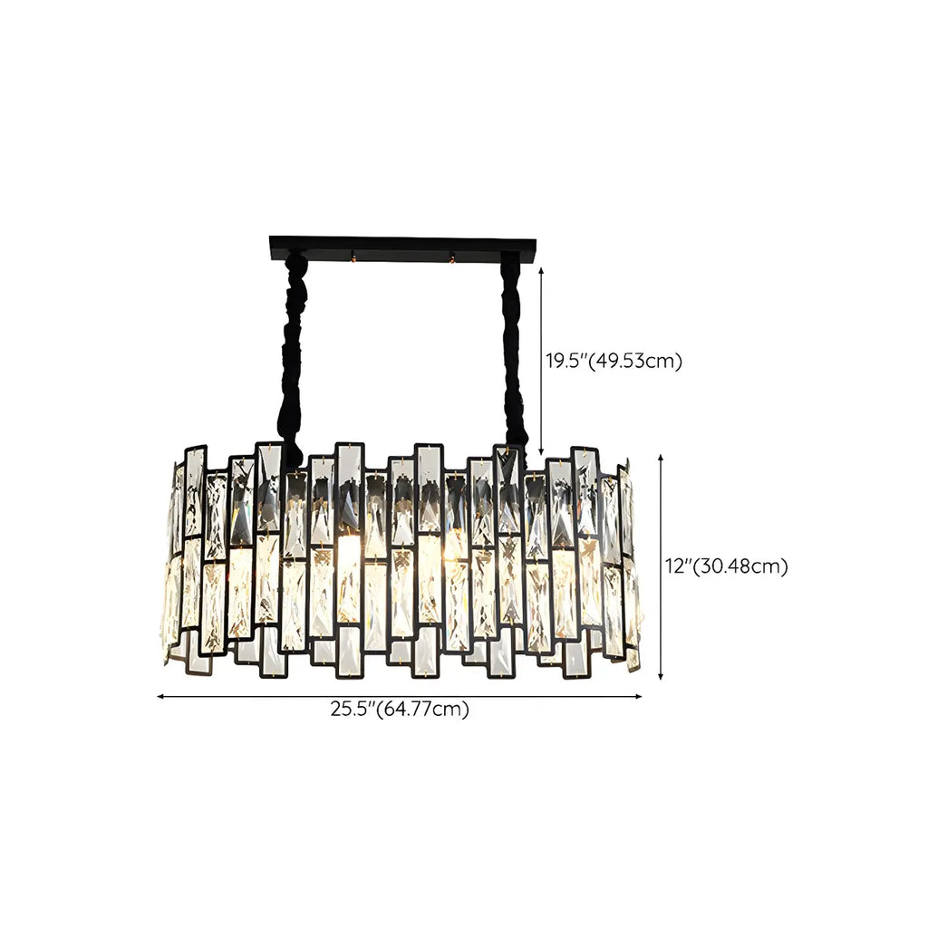 Suspension de cuisine ovale contemporaine en cristal
