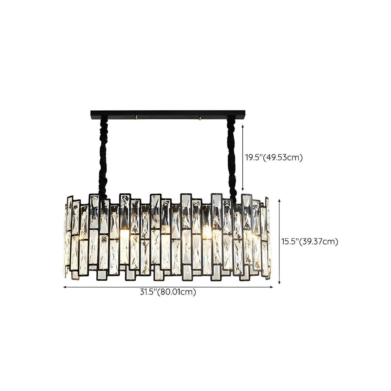 Suspension de cuisine ovale contemporaine en cristal