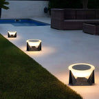 Lampadaires extérieurs ronds contemporains à énergie solaire en métal noir