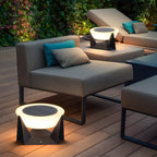 Lampadaires extérieurs ronds contemporains à énergie solaire en métal noir