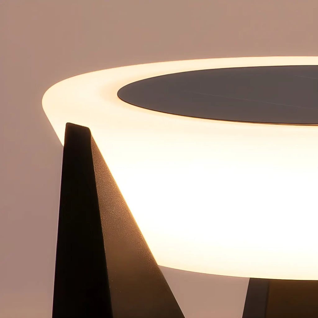 Lampadaires extérieurs ronds contemporains à énergie solaire en métal noir