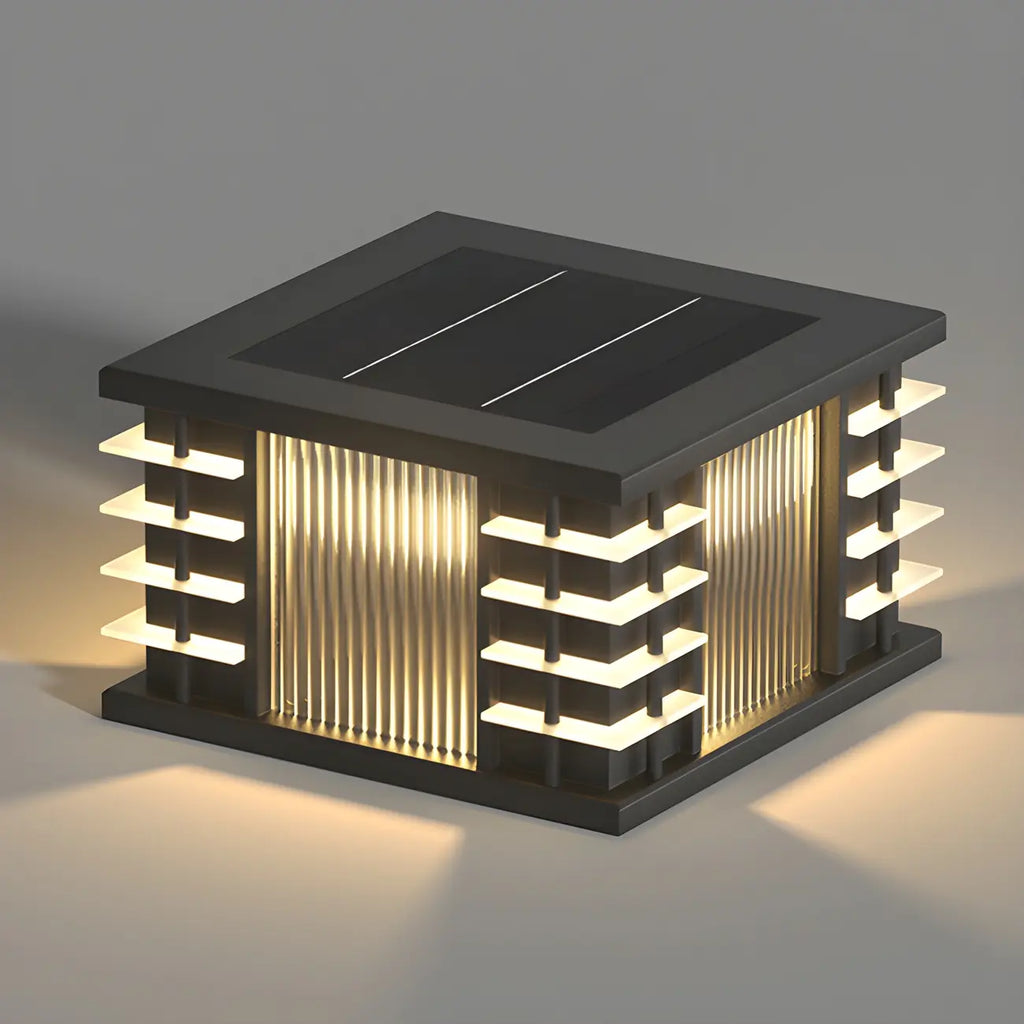 Lampadaires extérieurs carrés noirs à lumière chaude contemporaine
